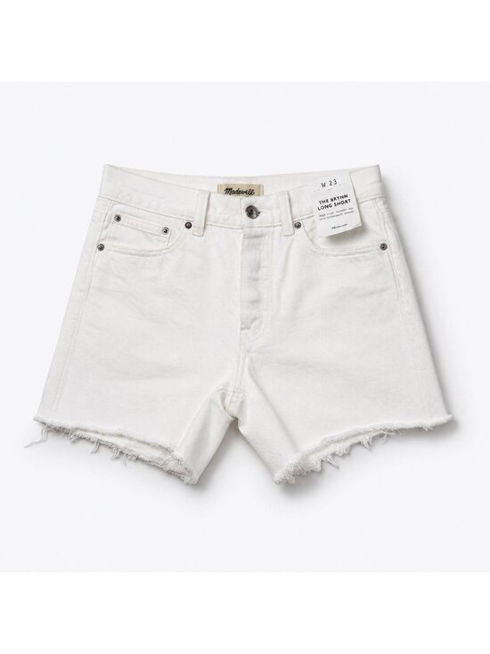 Madewell Pants - Madewell The Brynn Long Short Women’s 23 Pure White Rigid Denim Raw Hem NWT